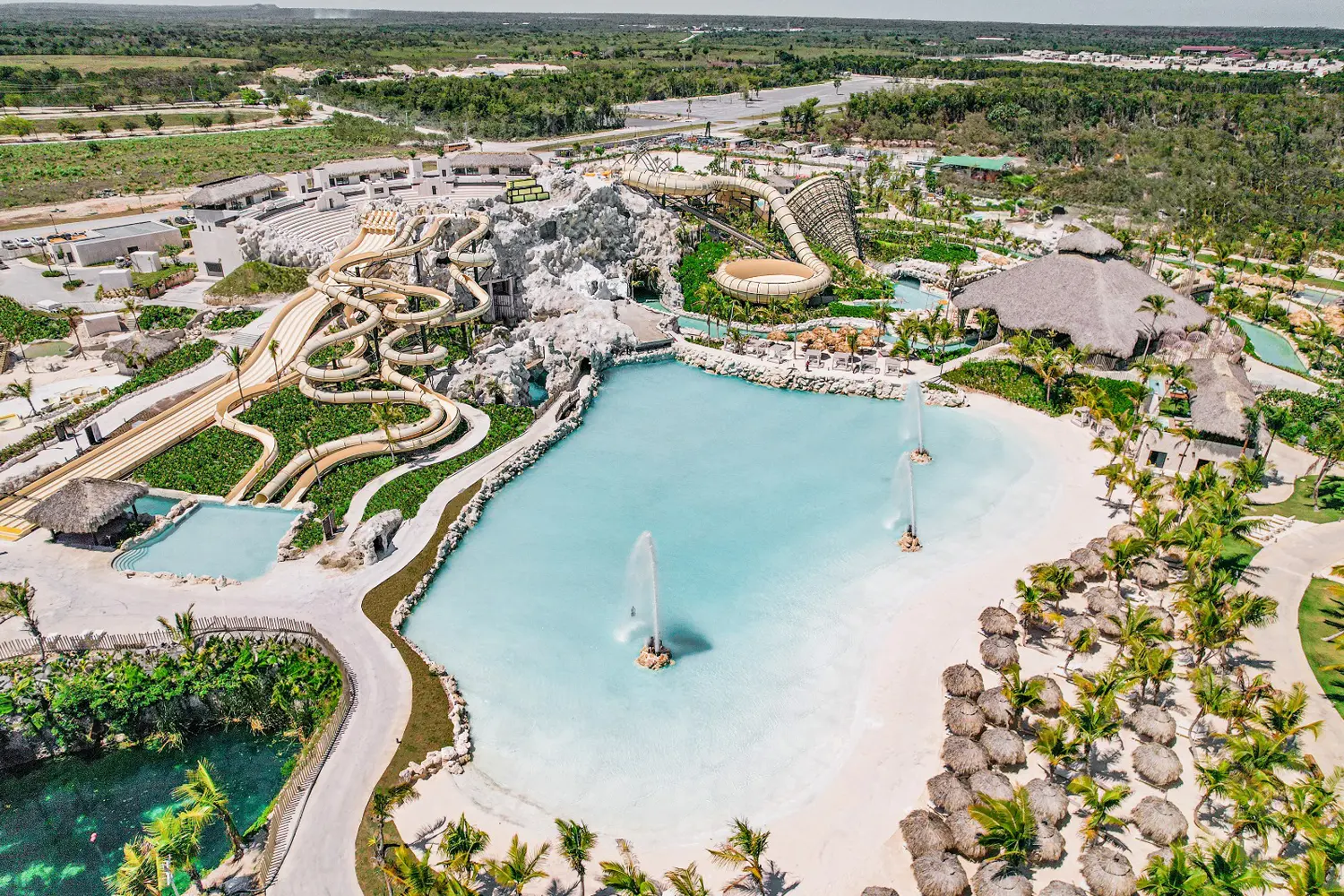 El Dorado Waterpark aerial view Cap Cana Dominican Republic water slides lazy river