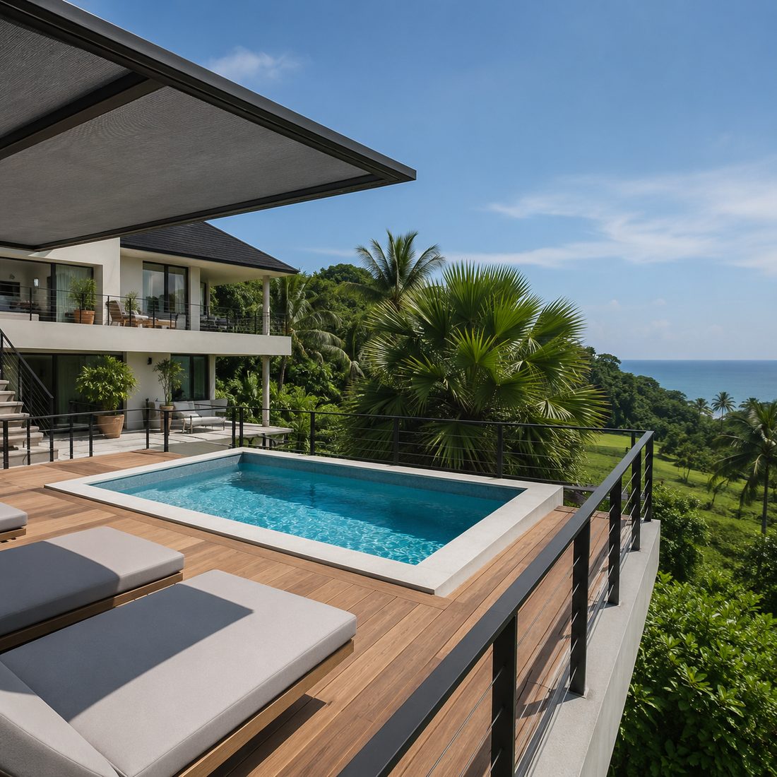 Rooftop terrace pool with ocean views at Villa Espada, Cap Cana